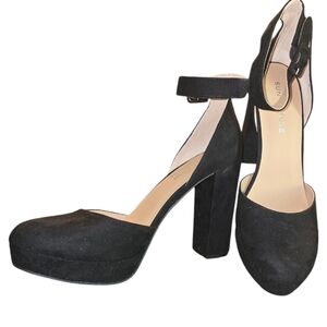 NIB SUN + STONE Suede Heels Womens 9 Black